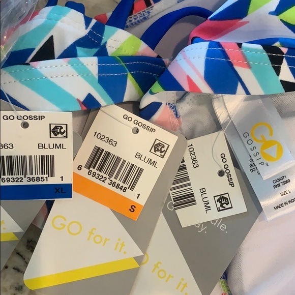 NWT GO Gossip Swimsuit Top S L or XL Crossed Signals Strappy Swim Sports Bra - Picture 9 of 9